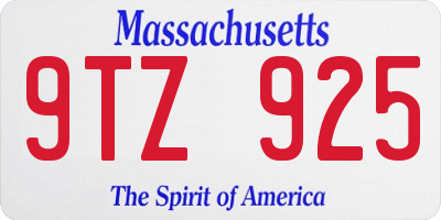 MA license plate 9TZ925