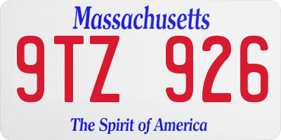 MA license plate 9TZ926