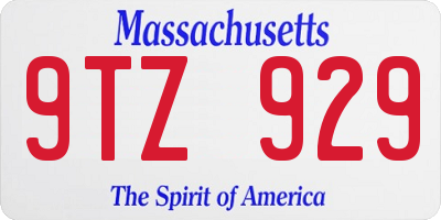 MA license plate 9TZ929