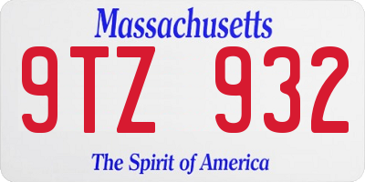 MA license plate 9TZ932