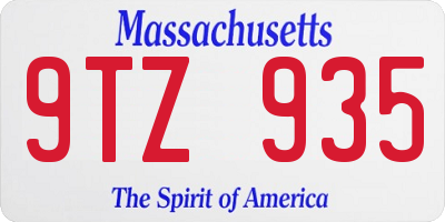 MA license plate 9TZ935