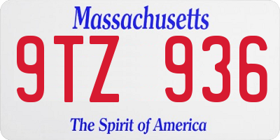 MA license plate 9TZ936