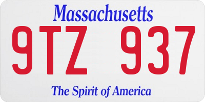 MA license plate 9TZ937
