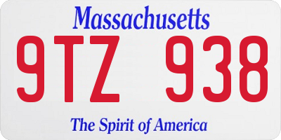 MA license plate 9TZ938