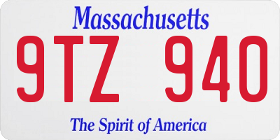 MA license plate 9TZ940