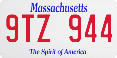 MA license plate 9TZ944