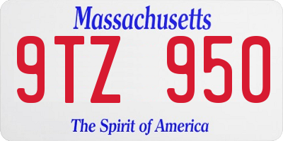MA license plate 9TZ950