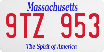 MA license plate 9TZ953