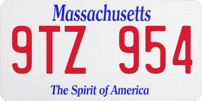 MA license plate 9TZ954