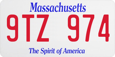 MA license plate 9TZ974