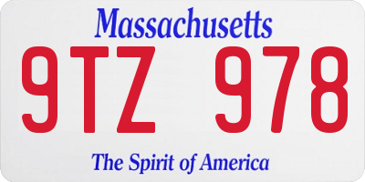 MA license plate 9TZ978