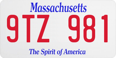 MA license plate 9TZ981