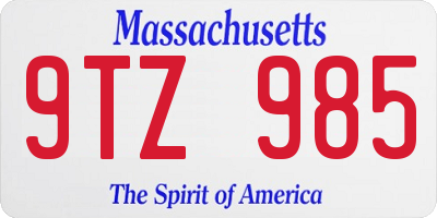 MA license plate 9TZ985