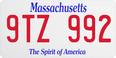 MA license plate 9TZ992