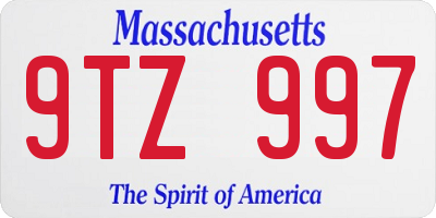 MA license plate 9TZ997