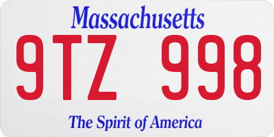 MA license plate 9TZ998