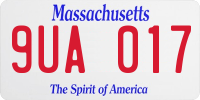 MA license plate 9UA017