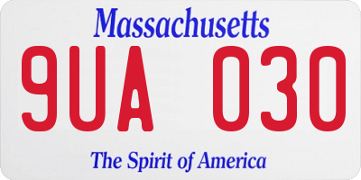 MA license plate 9UA030