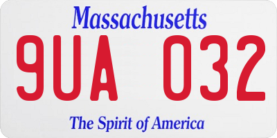 MA license plate 9UA032