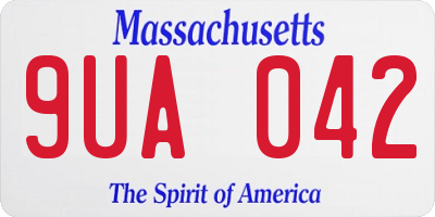 MA license plate 9UA042