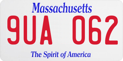 MA license plate 9UA062