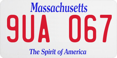 MA license plate 9UA067