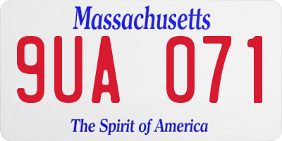 MA license plate 9UA071