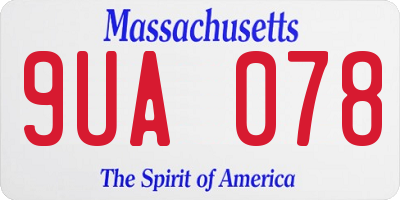 MA license plate 9UA078