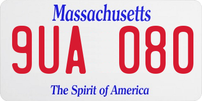 MA license plate 9UA080