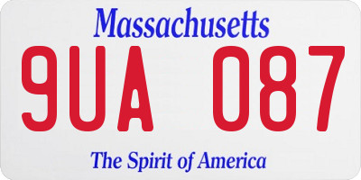 MA license plate 9UA087