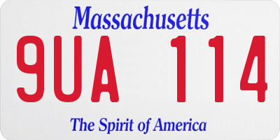 MA license plate 9UA114