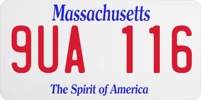 MA license plate 9UA116