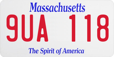 MA license plate 9UA118