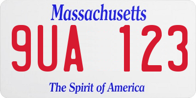 MA license plate 9UA123