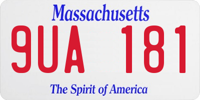 MA license plate 9UA181