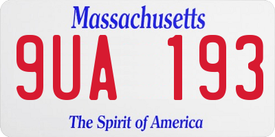 MA license plate 9UA193