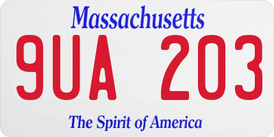 MA license plate 9UA203