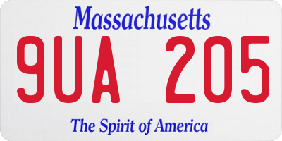 MA license plate 9UA205