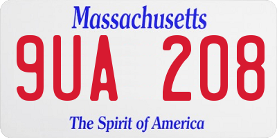MA license plate 9UA208