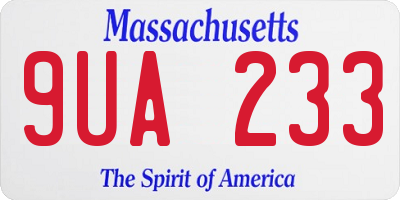 MA license plate 9UA233