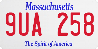 MA license plate 9UA258