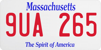 MA license plate 9UA265
