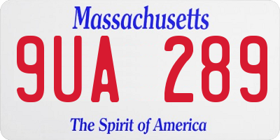 MA license plate 9UA289