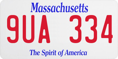 MA license plate 9UA334