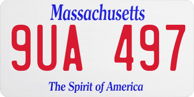 MA license plate 9UA497