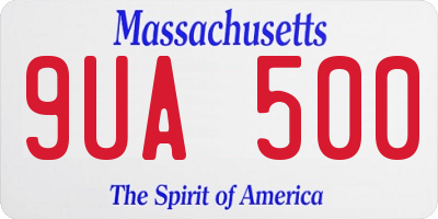 MA license plate 9UA500