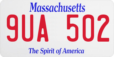 MA license plate 9UA502
