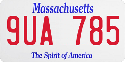 MA license plate 9UA785