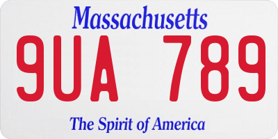 MA license plate 9UA789