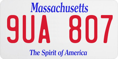 MA license plate 9UA807